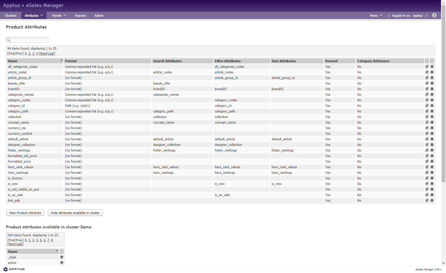 Graphic showing product attributes in Voyado Elevate manager